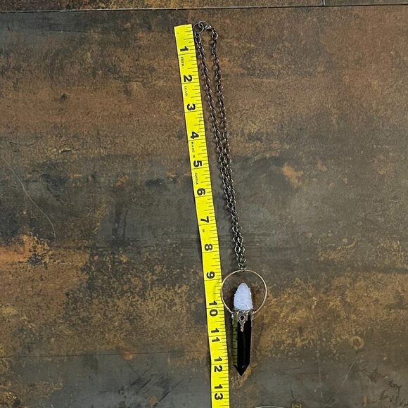 Obsidian, Spirit Amethyst Necklace in Electroformed Copper | Evening Star Amulet - Picture 9 of 12